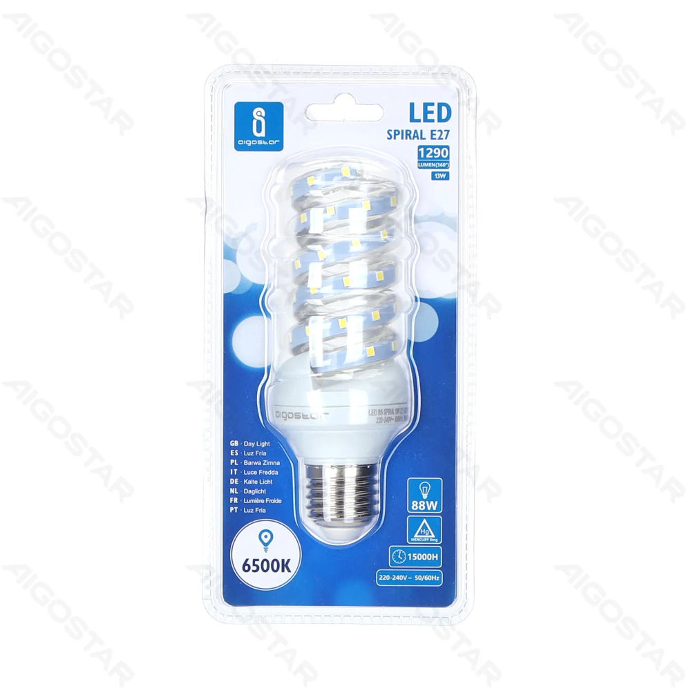 LAMPADINE LED A SPIRALI E27 13W - LUCE FREDA - 1290LMAigostar