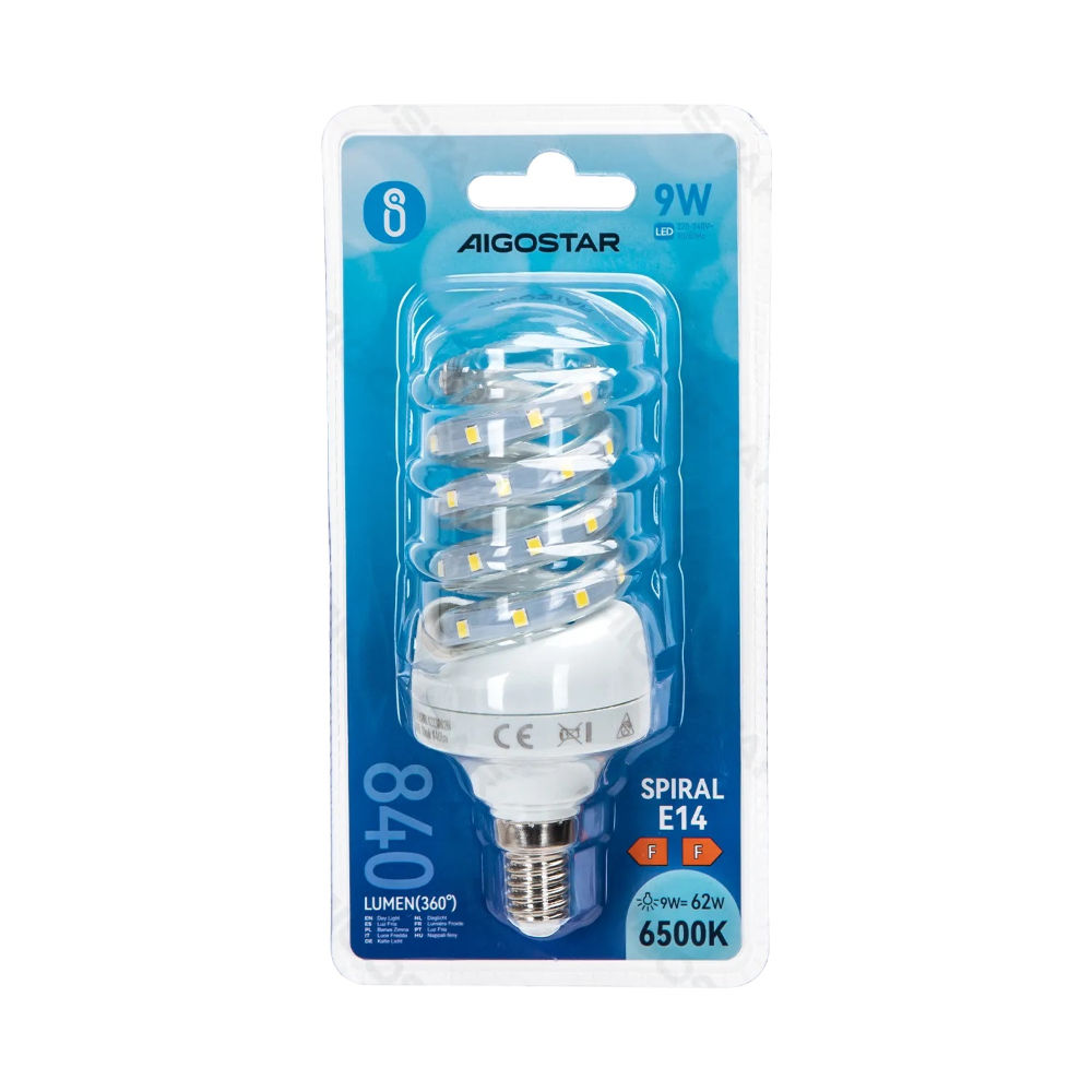 LAMPADINE LED A SPIRALI E14 9W - LUCE FREDDE - 840LMAigostar