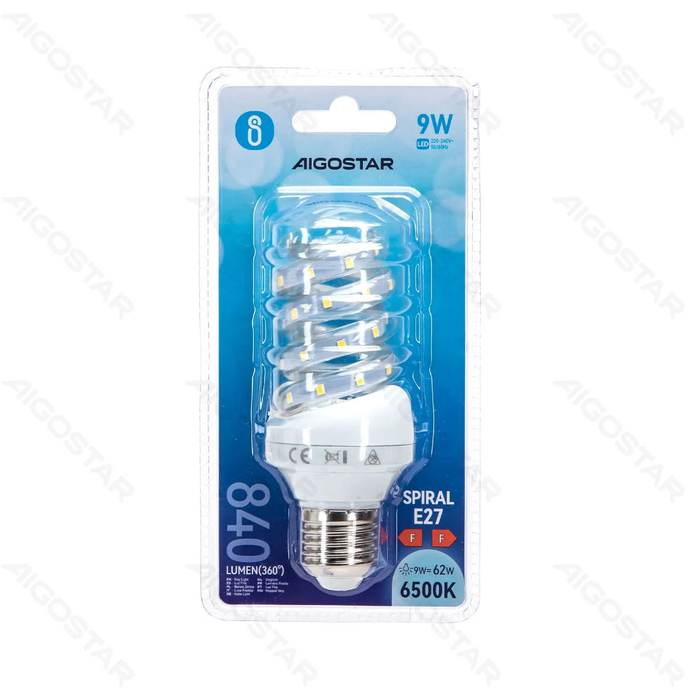 LAMPADINA LED A SPIRALE E27 9W - LUCE FREDDA - 840LMAigostar