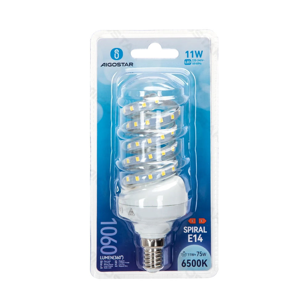 LAMPADINA LED A SPIRALE E14 11W - LUCE FREDDA - 1060LMAigostar