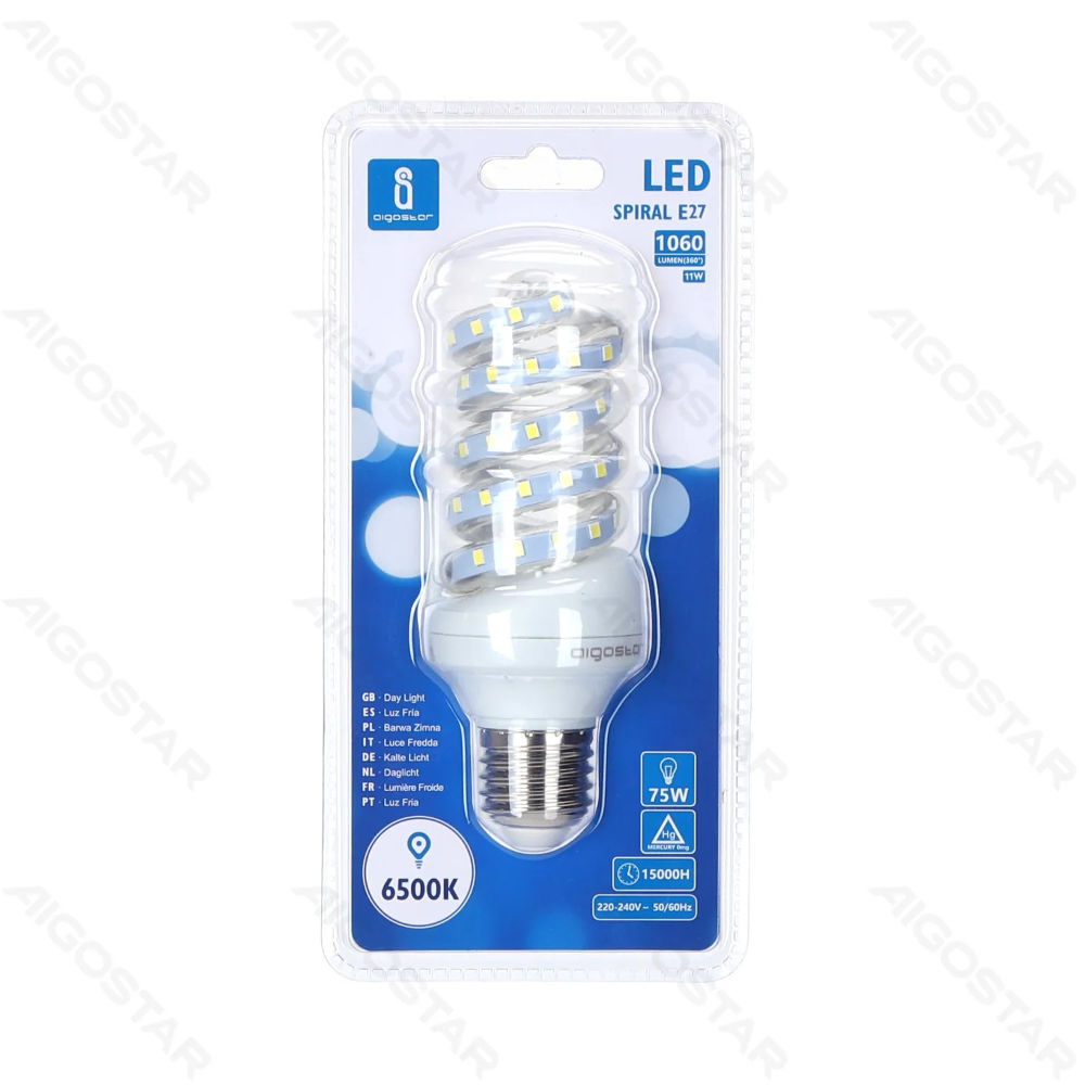 LAMPADINA LED A SPIRALE E27 11W - LUCE FREDDE - 1060LMAigostar