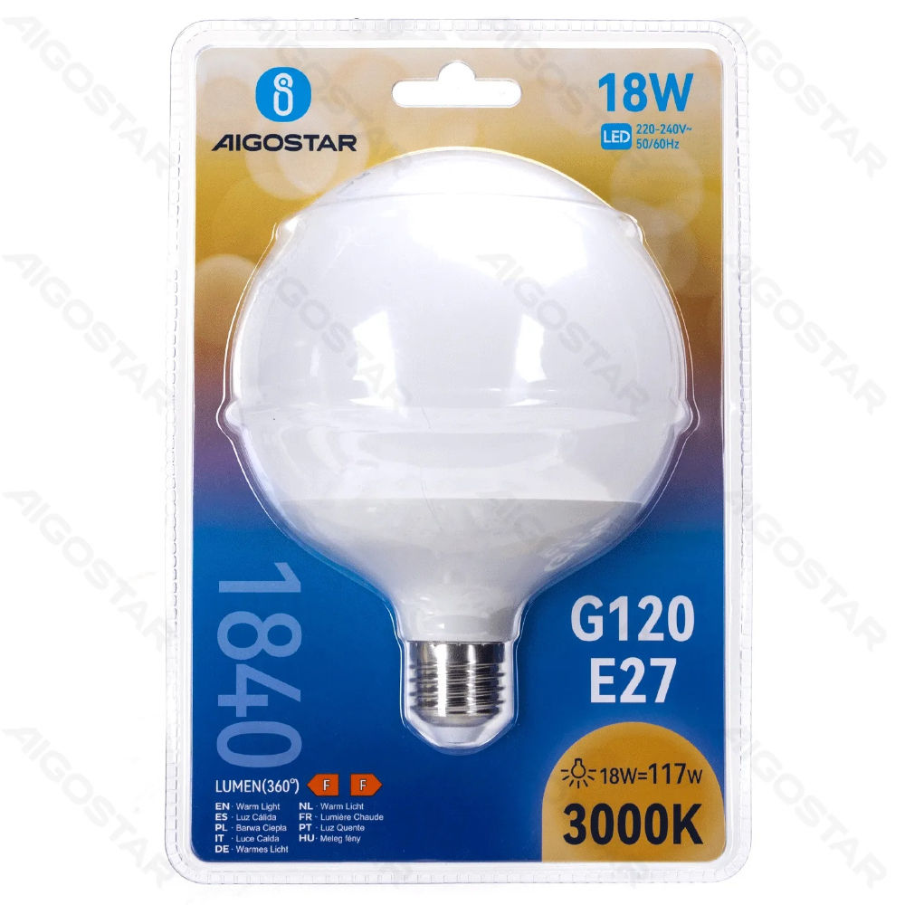LAMPADINA LED G120 E27 18W - LUCE CALDA - 1840LMAigostar