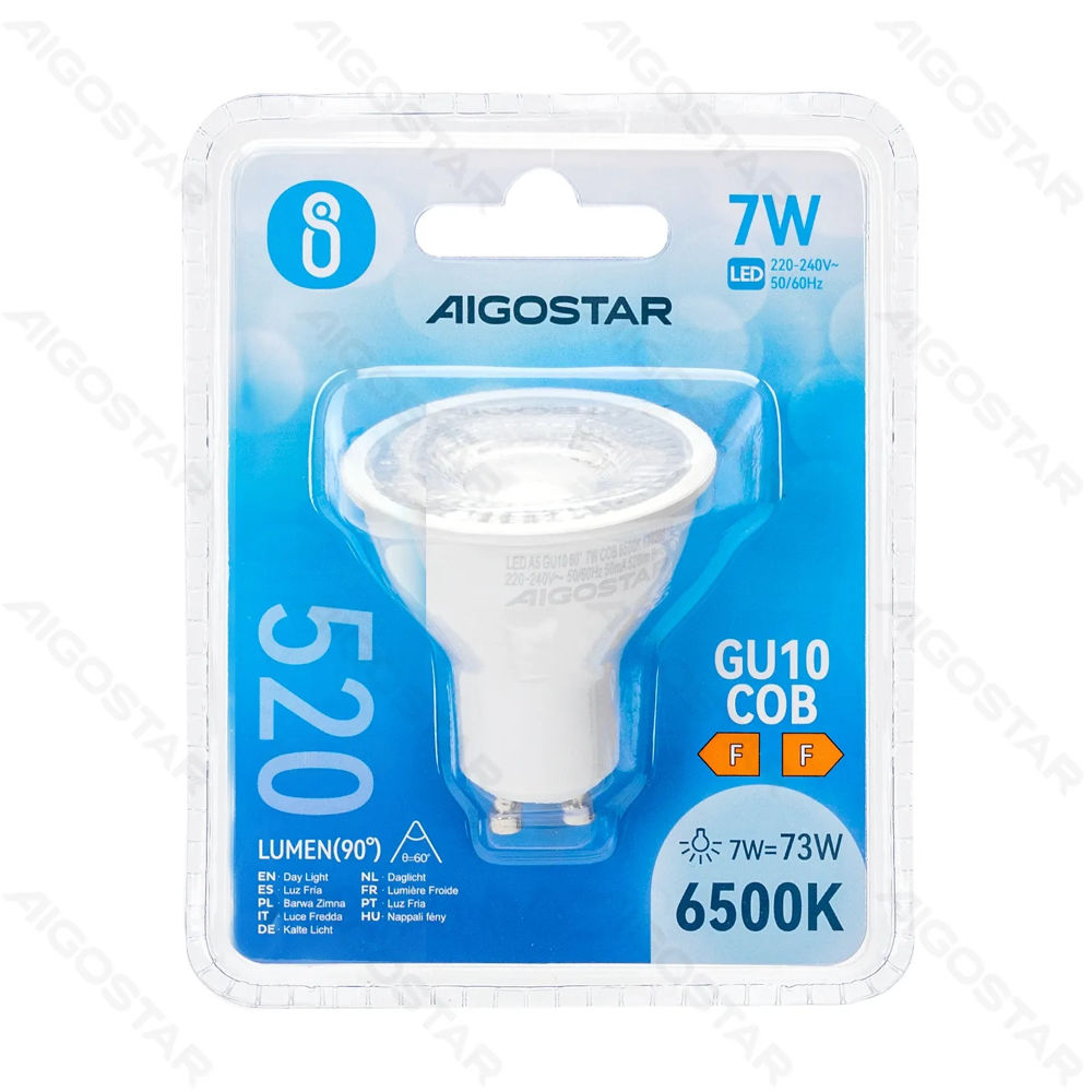 LED GU10 COB 7W - LUCE FREDDA 6500K - 520LMAigostar
