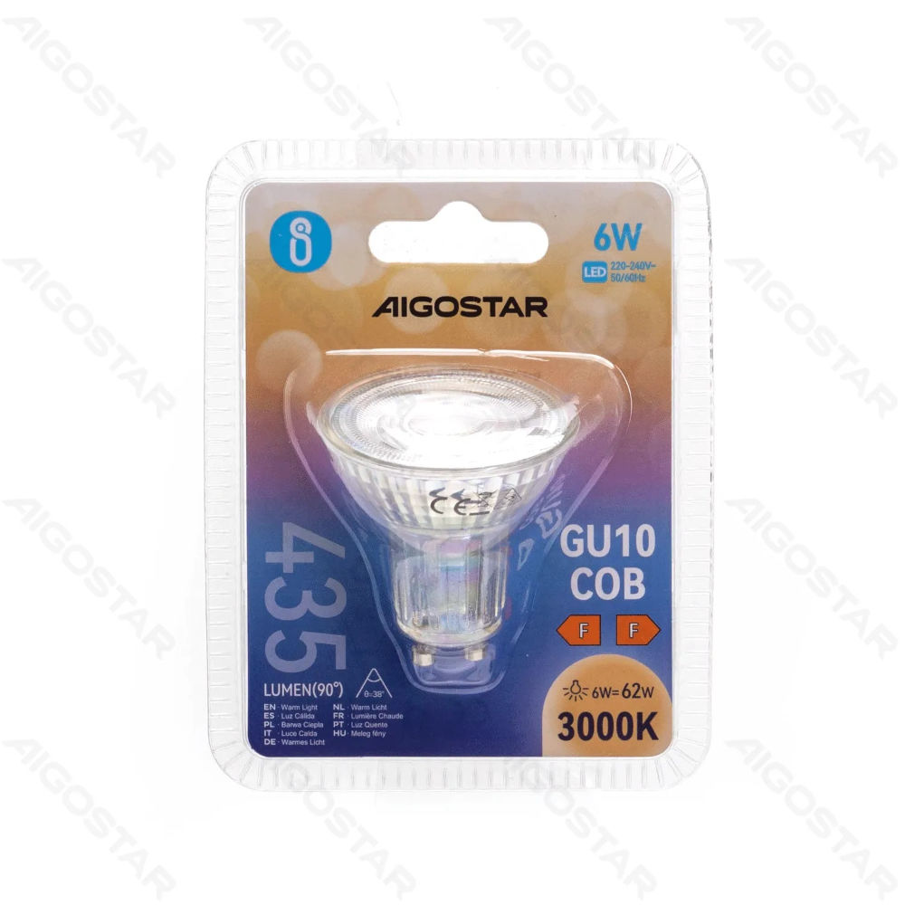 LED GU10 COB 6W - LUCE CALDA 3000K - 435LMAigostar