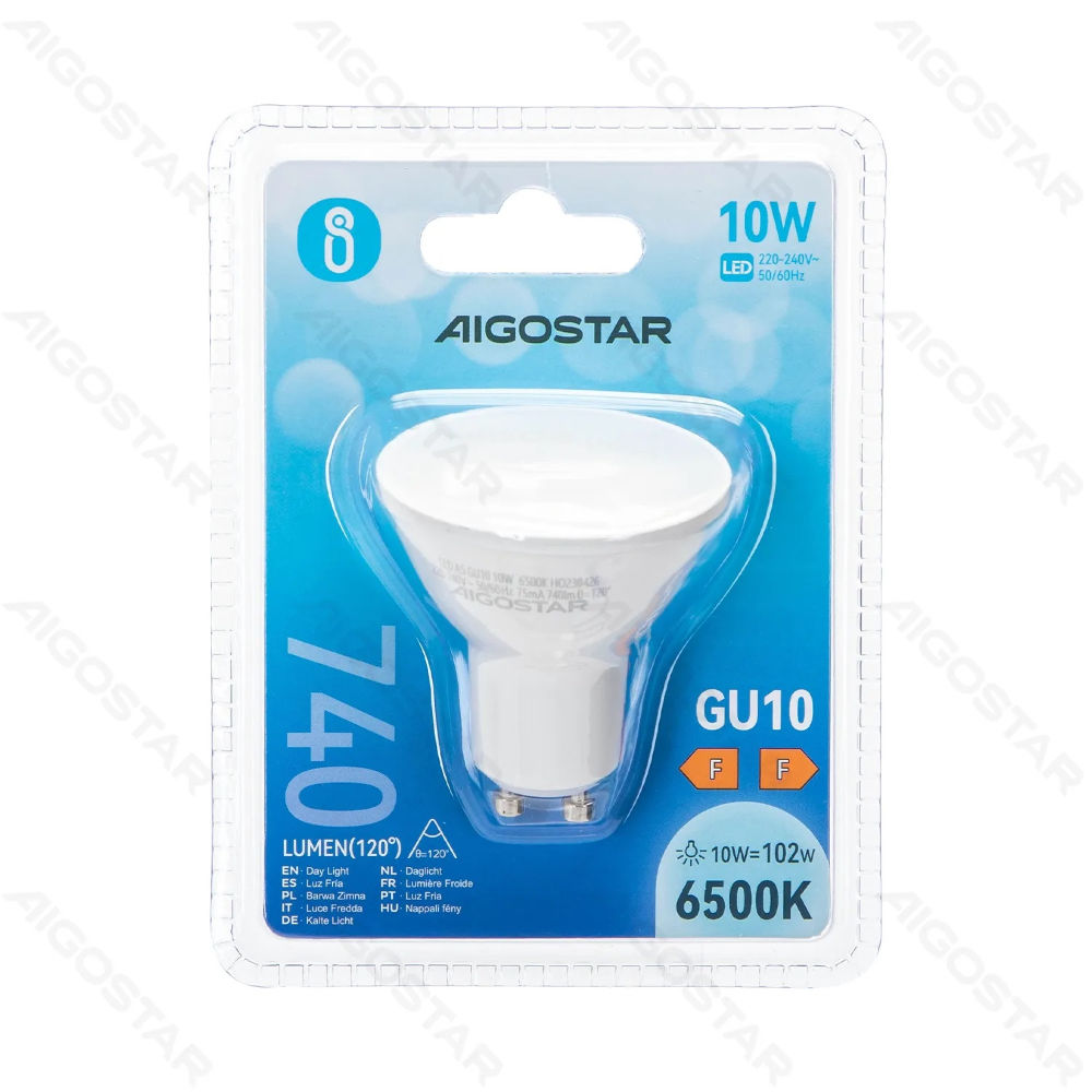 LED GU10 10W - LUCE FREDDA 6500K - 740LMAigostar