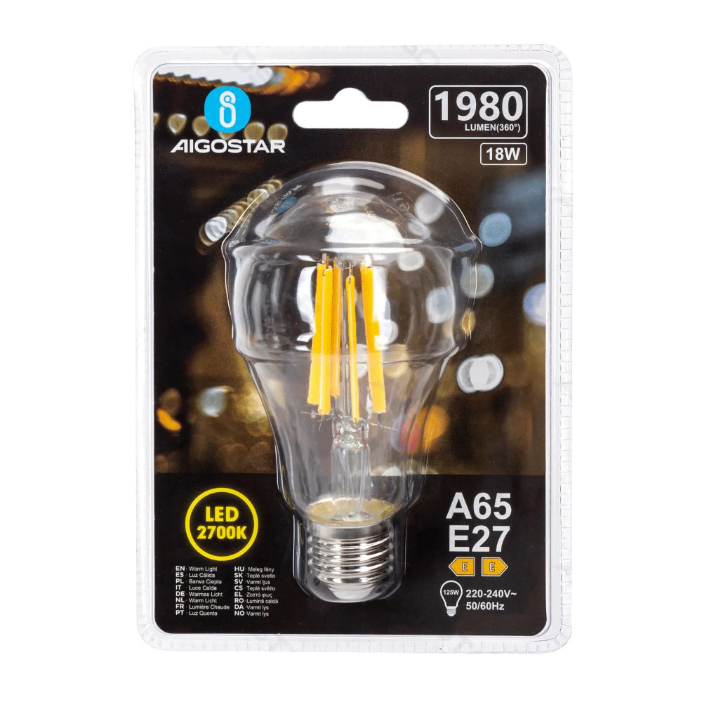 LAMPADINA LED A65 E27 18W - LUCE CALDA 2700KAigostar