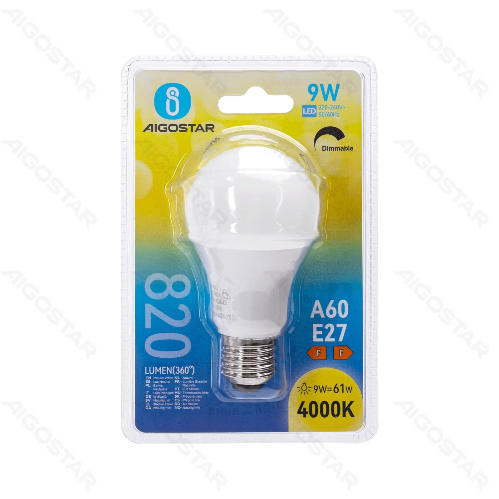 LAMPADINA LED DIMMERABILE A60 E27 9W - LUCE NEUTRAAigostar
