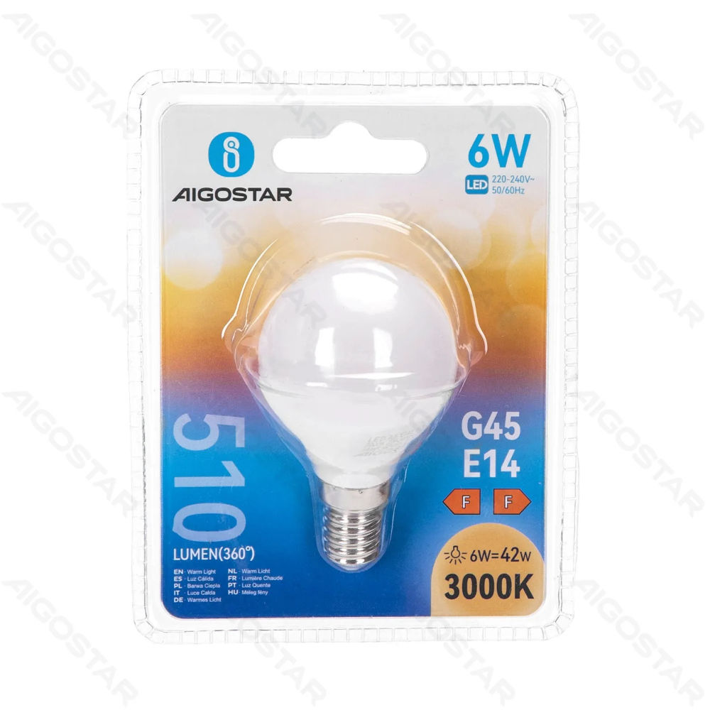MINI GLOBO LED G45 E14 6W - LUCE CALDA - 510LMAigostar