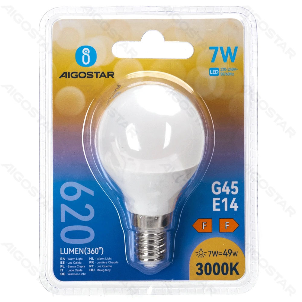 MINI GLOBO LED G45 E14 7W - LUCE CALDA - 620LMAigostar