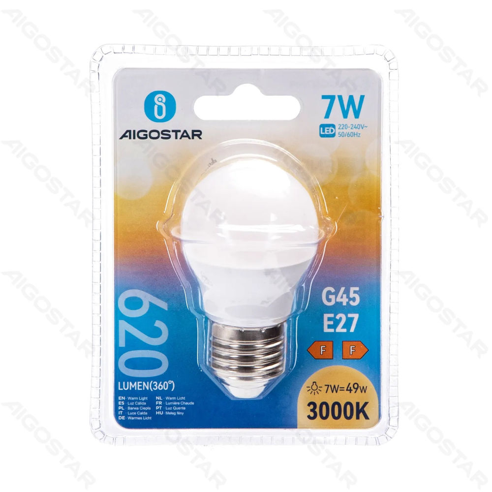 MINI GLOBO LED G45 E27 7W - LUCE CALDA - 620LMAigostar