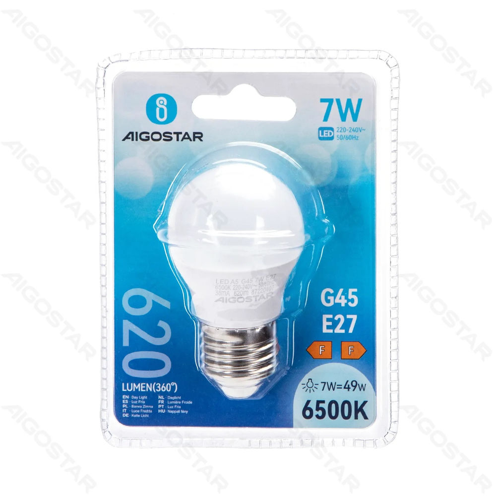 MINI GLOBO LED G45 E27 7W - LUCE FREDDA - 620LMAigostar
