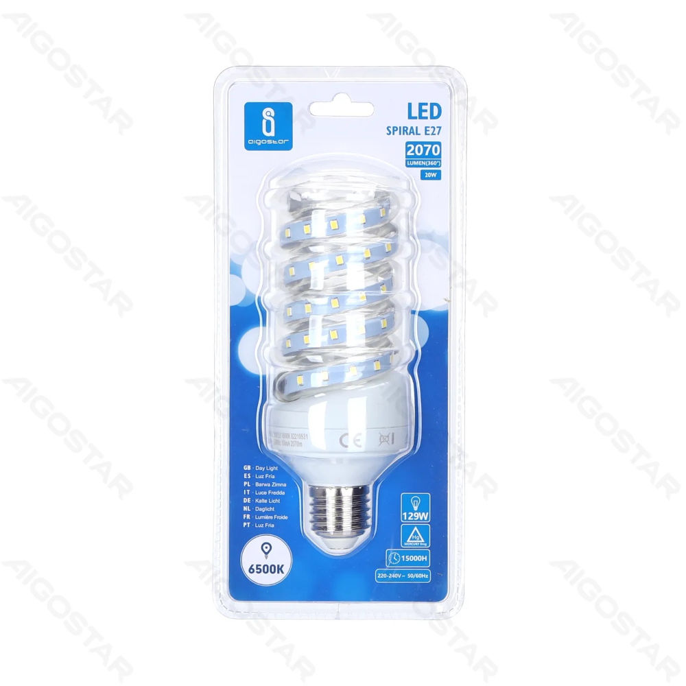 LAMPADINA LED A SPIRALE E27 20W - LUCE FREDDA - 2070LMAigostar