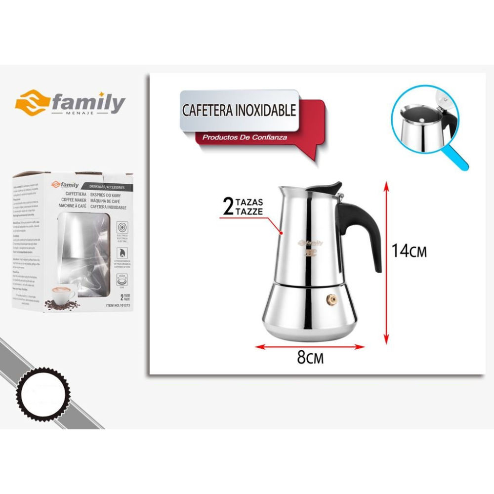 Sfamily Caffettiera Acciaio Inox - 2 TazzeS Family