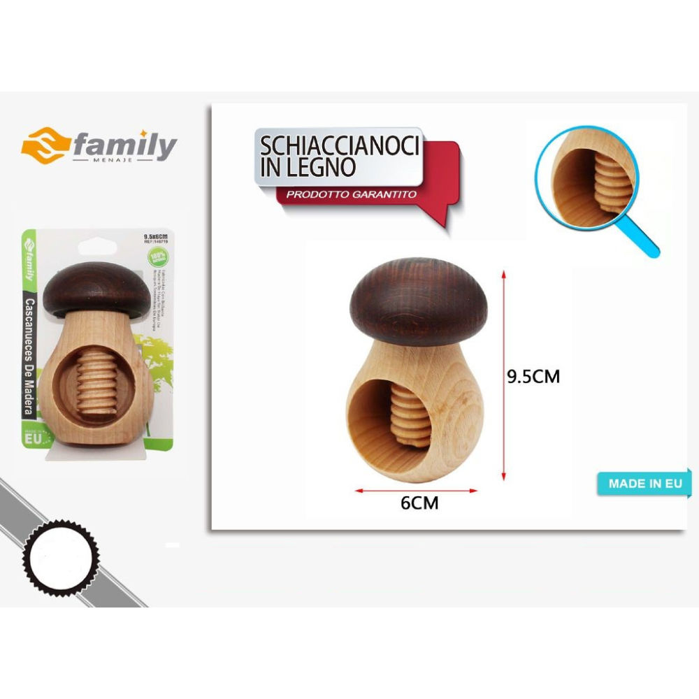 Sfamily Schiaccianoci in Legno a Fungo - 9,5x6cmS Family