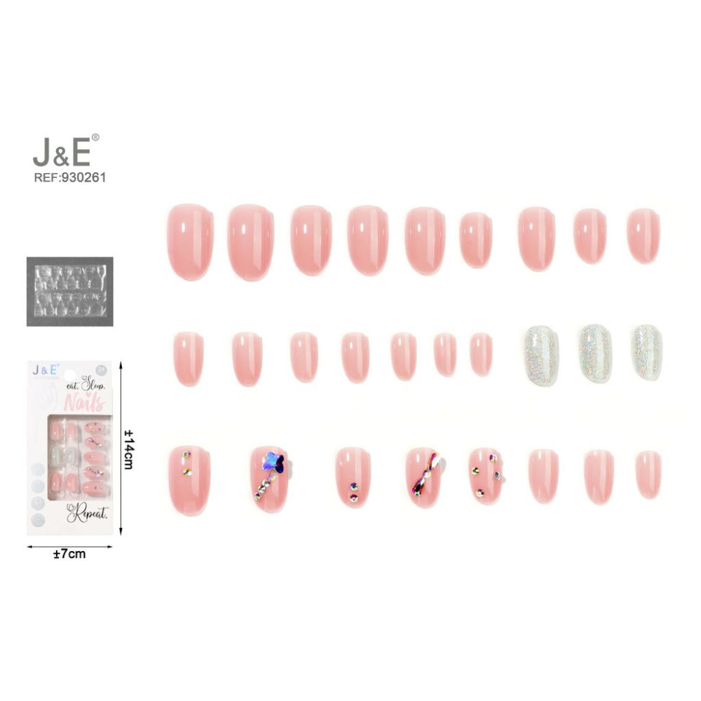 J&E UNGHIE FINTE CON DIAMANTE - ROSA 24PZJ&e