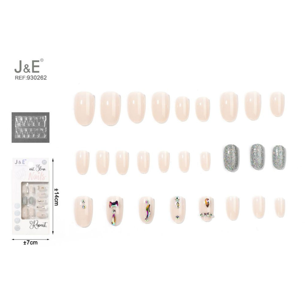 J&E UNGHIE FINTE CON DIAMANTE - NUDE 24PZJ&e