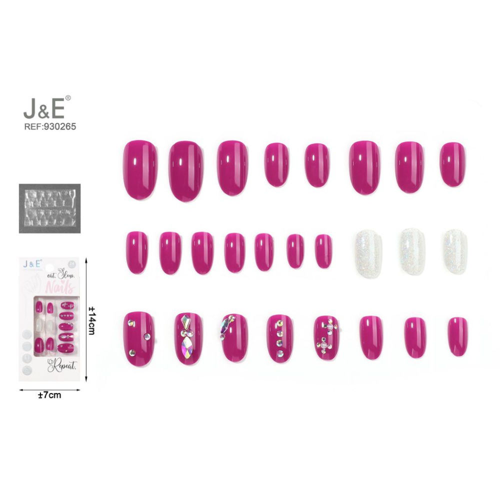 J&E UNGHIE FINTE CON DIAMANTE - FUCSIA 24PZJ&e