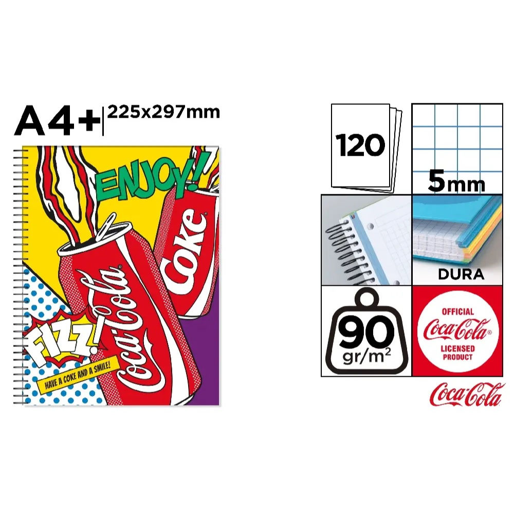 NOTEBOOK RIGIDO A4 COCA COLA 5MMMp
