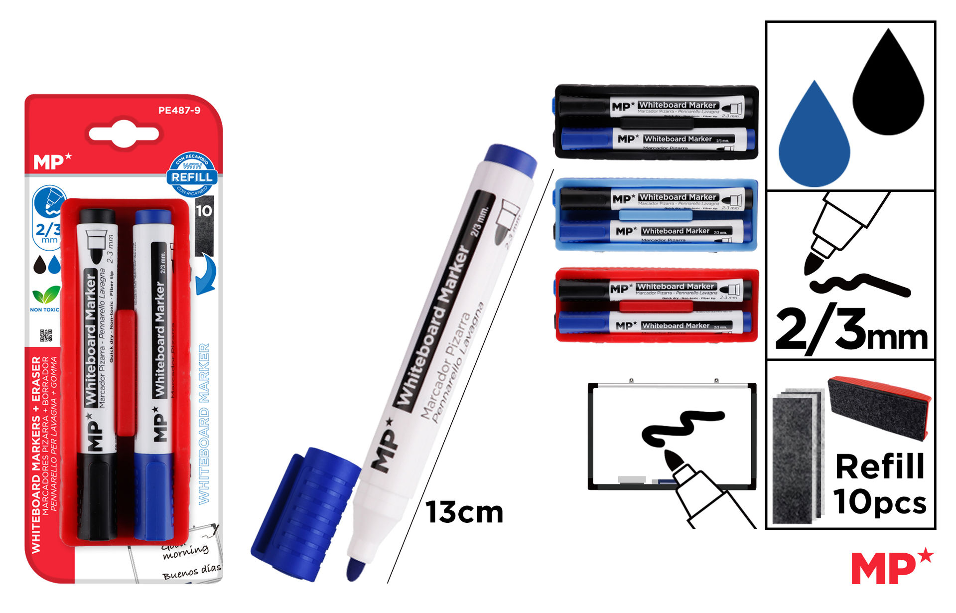 MP CANCELLINO MAGNETICO 10 RICAMBI PENNARELLI N/BMp