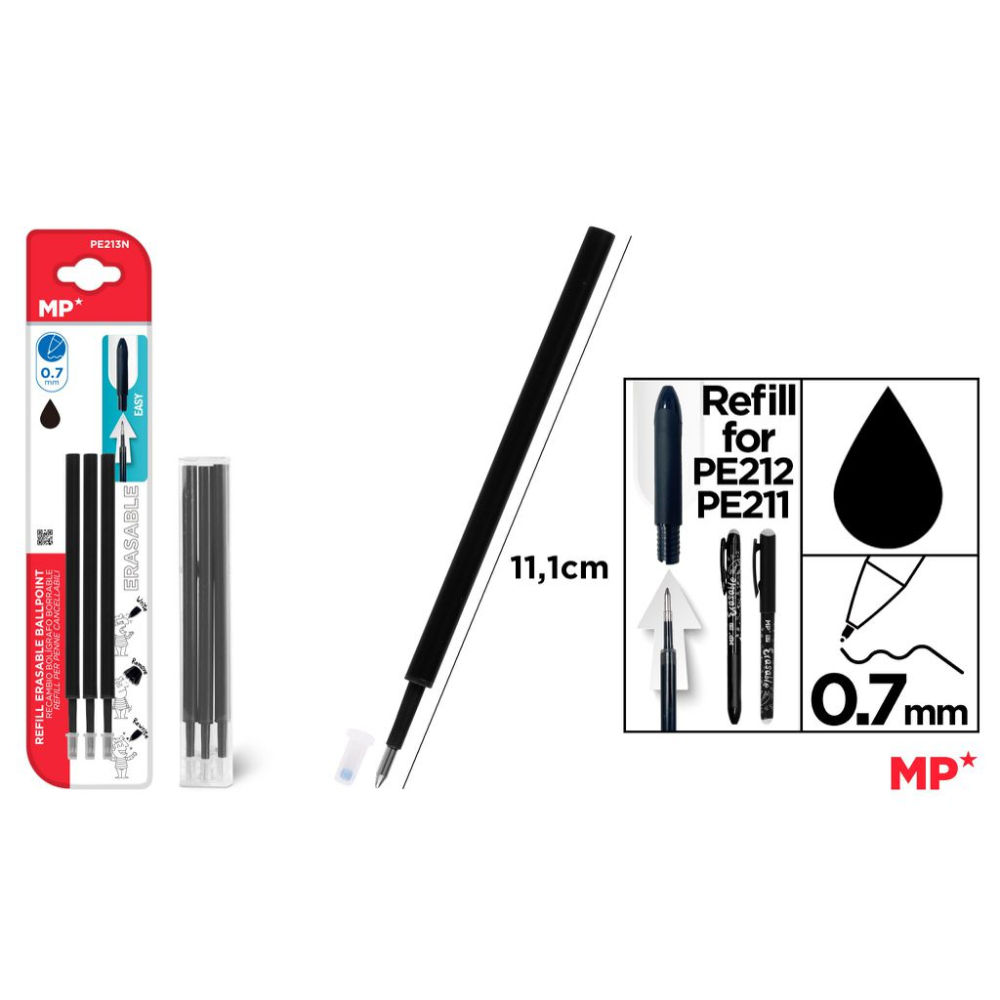 MP RICARICA CANCELLABILE 0.7MM NERO 3PZMp