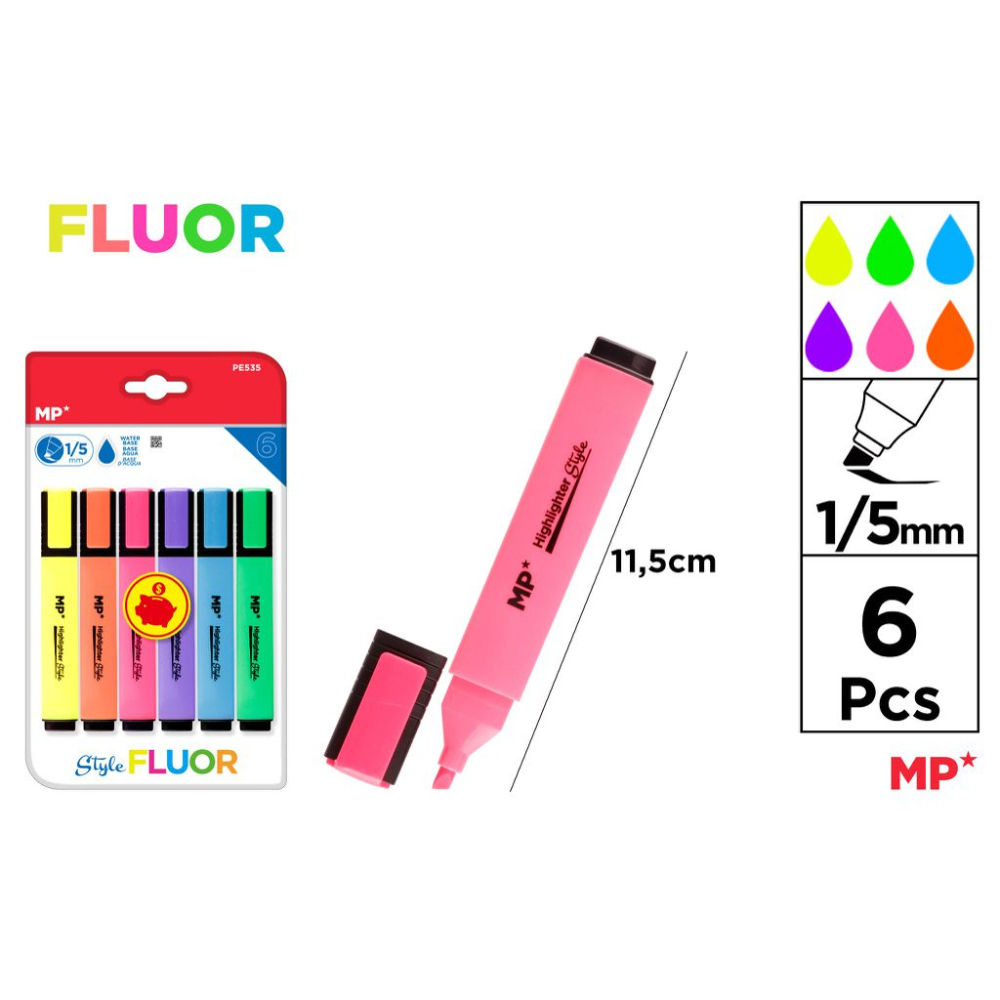 MP EVIDENZIATORI 1-5MM FLUO 6PZMp