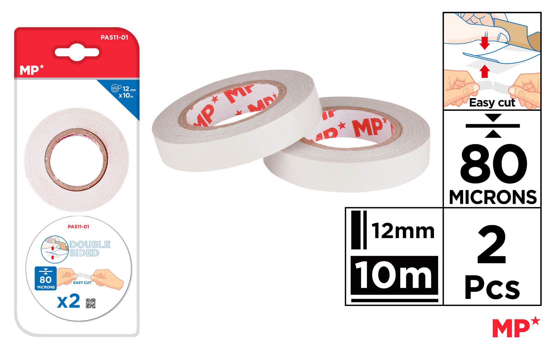 MP NASTRO BIADESIVO 12MMX10M 80 2PZMp