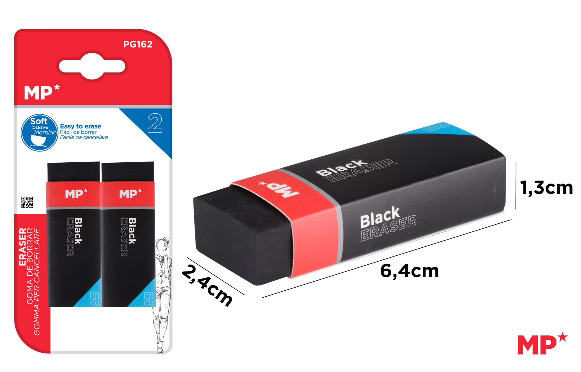 MP GOMMA DA CANCELLARE 64X24MM 2PZ NEROMp