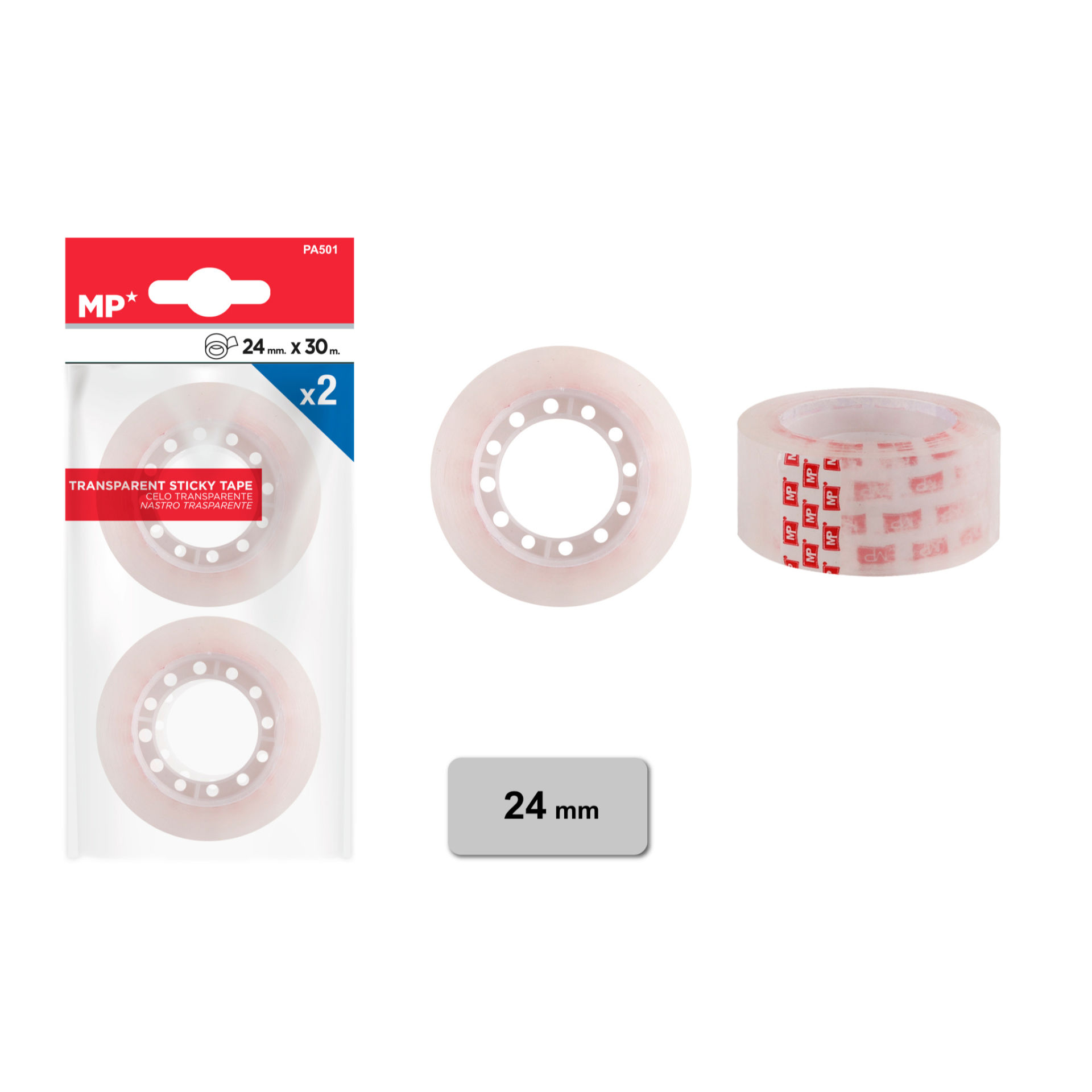 MP NASTRO ADESIVO XL 24MM*30M 2PZ TRASPARENTEMp