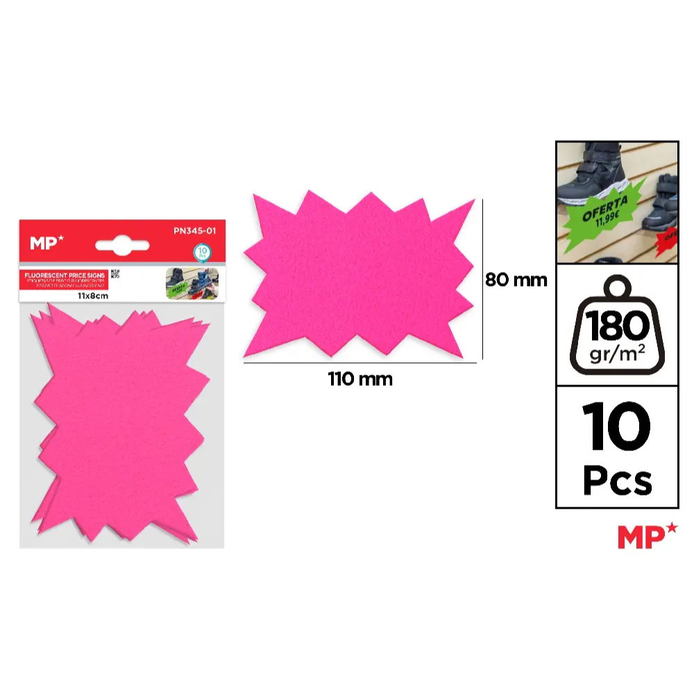 MP ETICHETTE PREZZI PN345 ROSA FLUO - 10PZMp