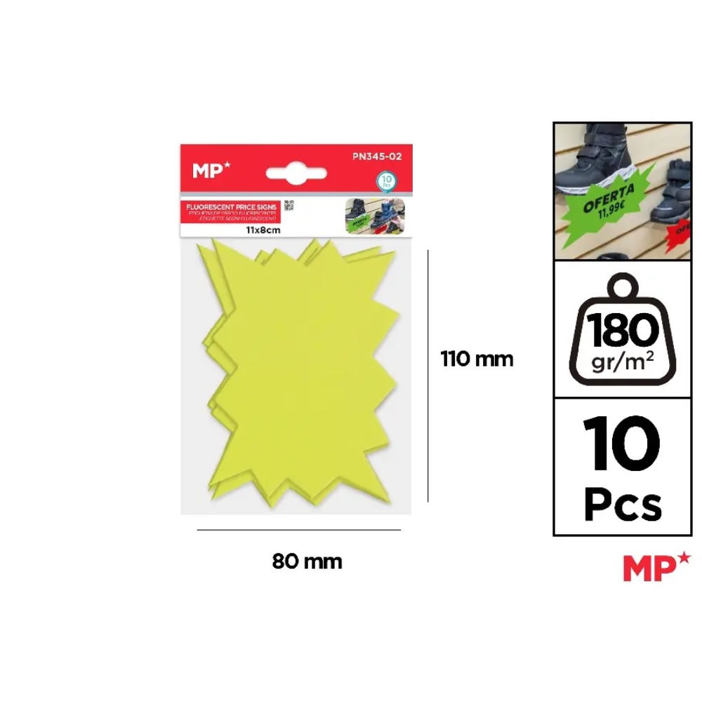 MP ETICHETTE PREZZI PN345 GIALLO FLUO - 10PZMp