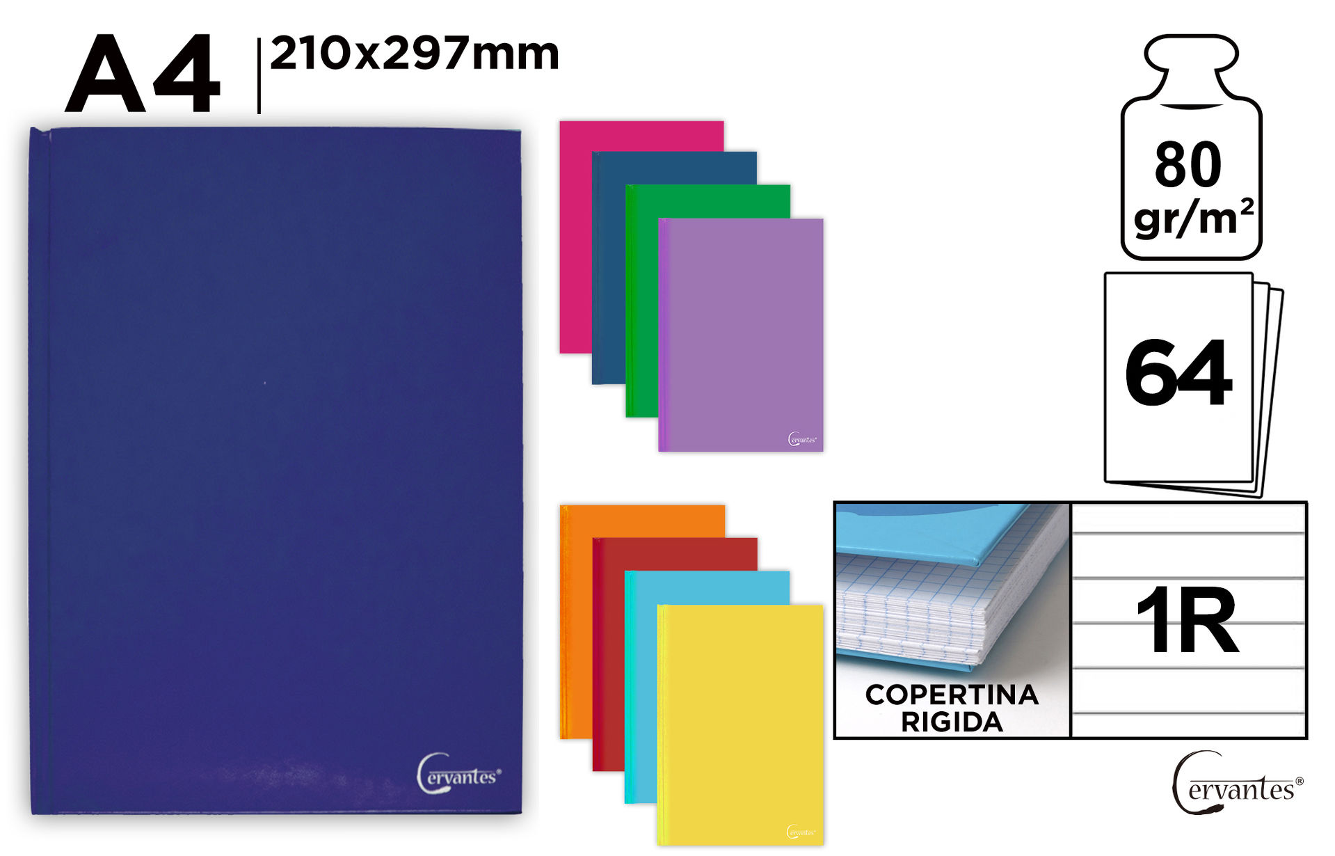 CERVANTES MAXI QUADERNO CARTONATO 64FF/80GR 1RMp