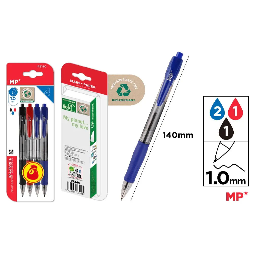 MP PENNA SCATTO 1.0MM 2*B/N/R - 4PZMp