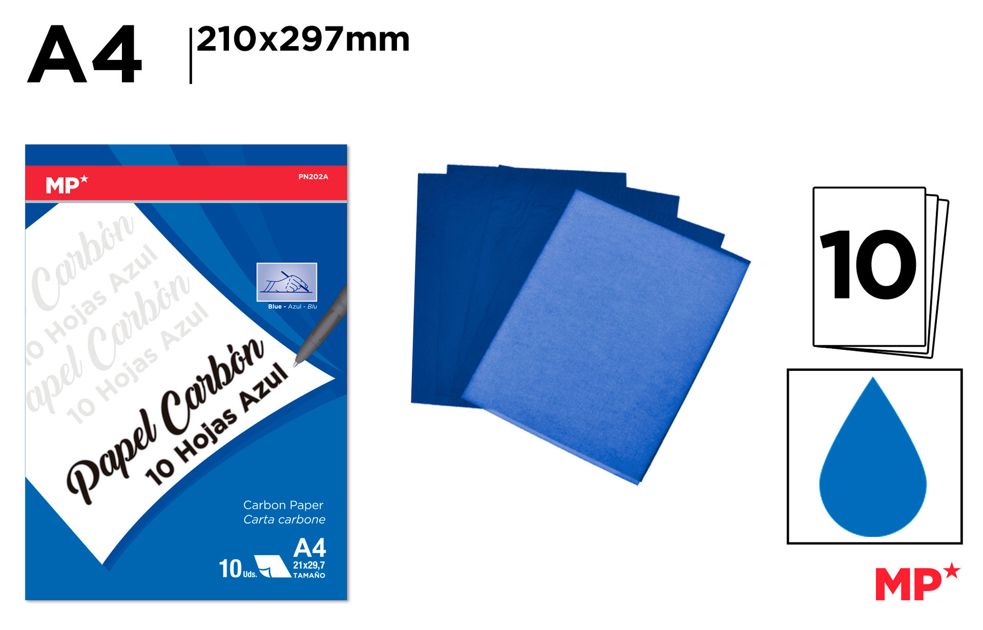 MP CARTA CARBONE A4 10PZ BLUMp