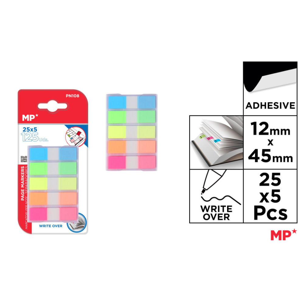 MP SEGNAPAGINA ADESIVI 44X12MM 25X5 COLORI PASTELMp