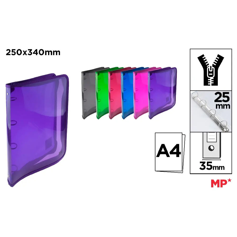 MP RACCOGLITORE 4 ANELLI A4 - CHIUSURA ZIPMp