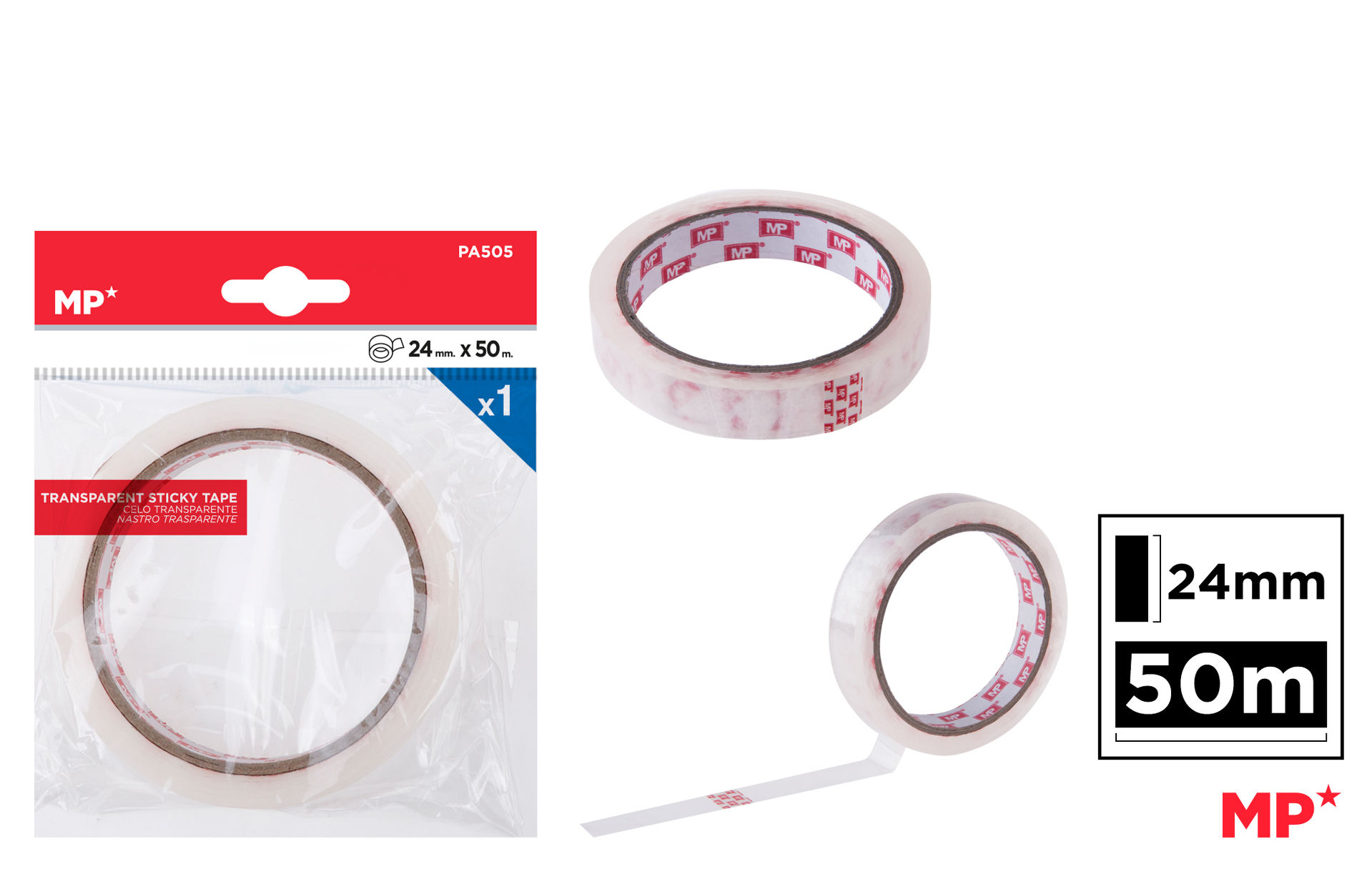 MP NASTRO ADESIVO 24MMX50M TRASPARENTEMp