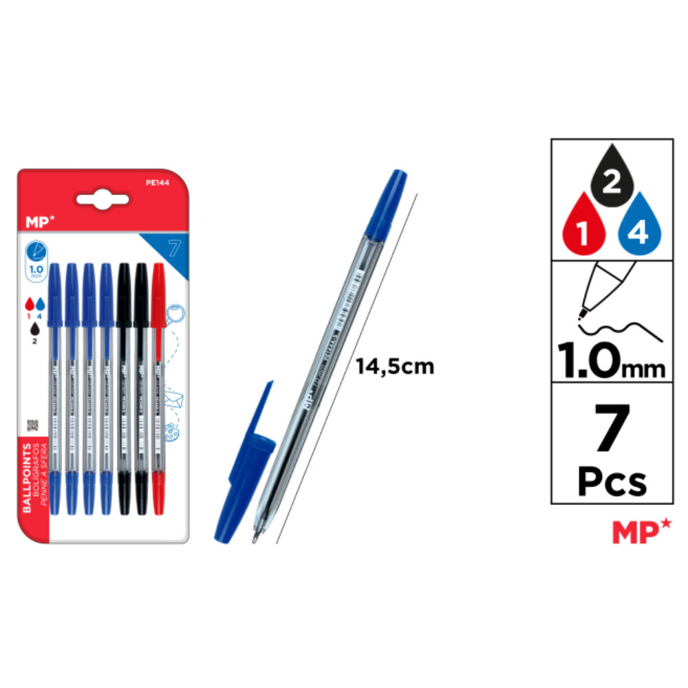 MP PENNA SFERA 1.0MM B/N/R - 7PZMp