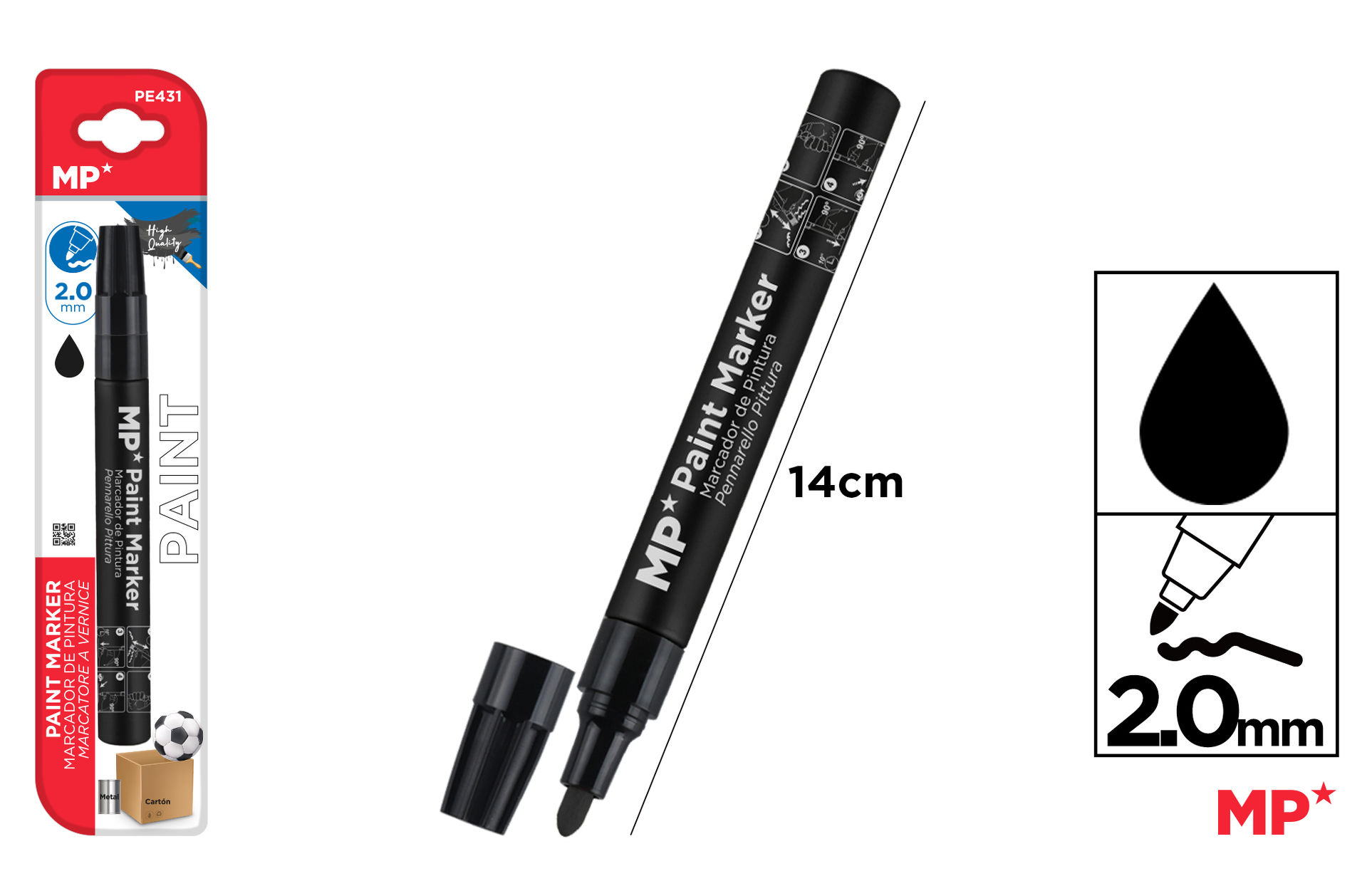 MP MARCATORE A VERNICE PUNTA TONDA 3.0MM NEROMp