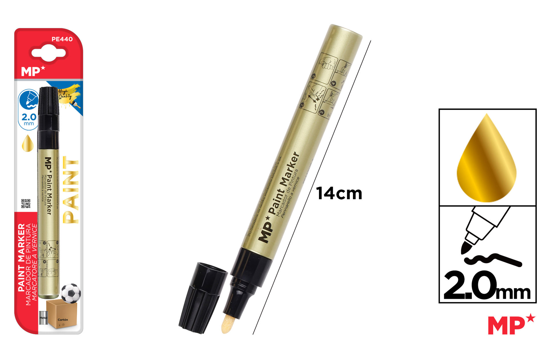 MP MARCATORE VERNICE PUNTA TONDA 3.0MM OROMp
