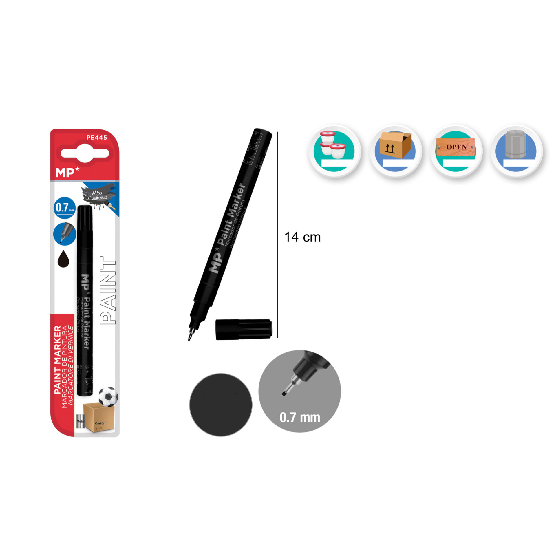 MP MARCATORE A VERNICE PUNTA FINE 0.7MM NEROMp