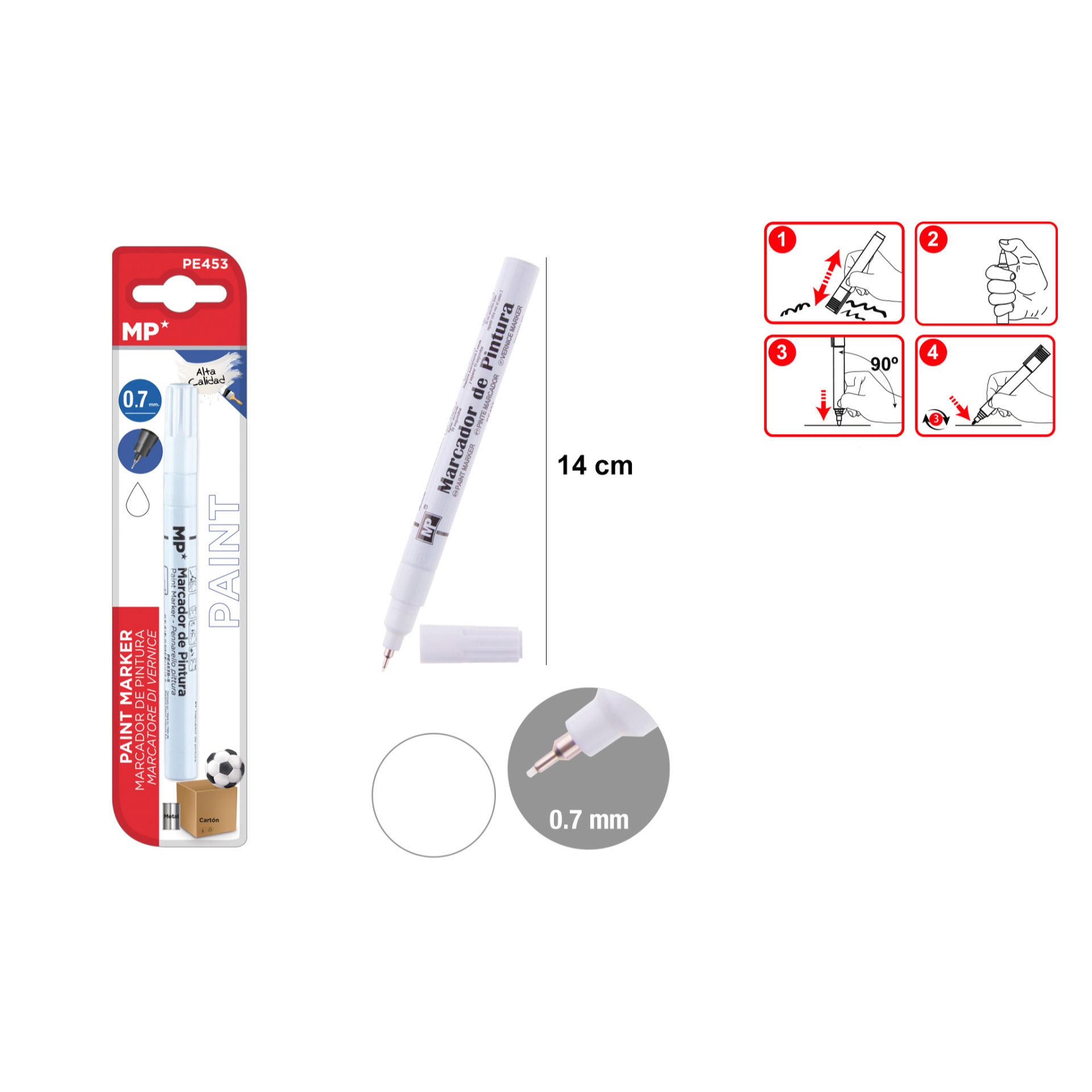 MP MARCATORE A VERNICE PUNTA FINE 0.7MM BIANCOMp