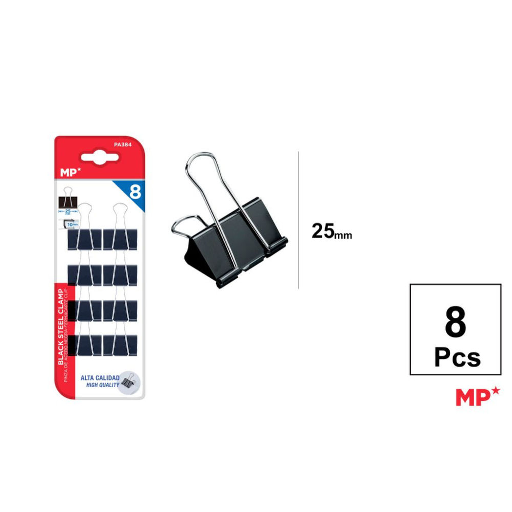 MP CLIP FERMACARTE NERO 25MM 8PZMp