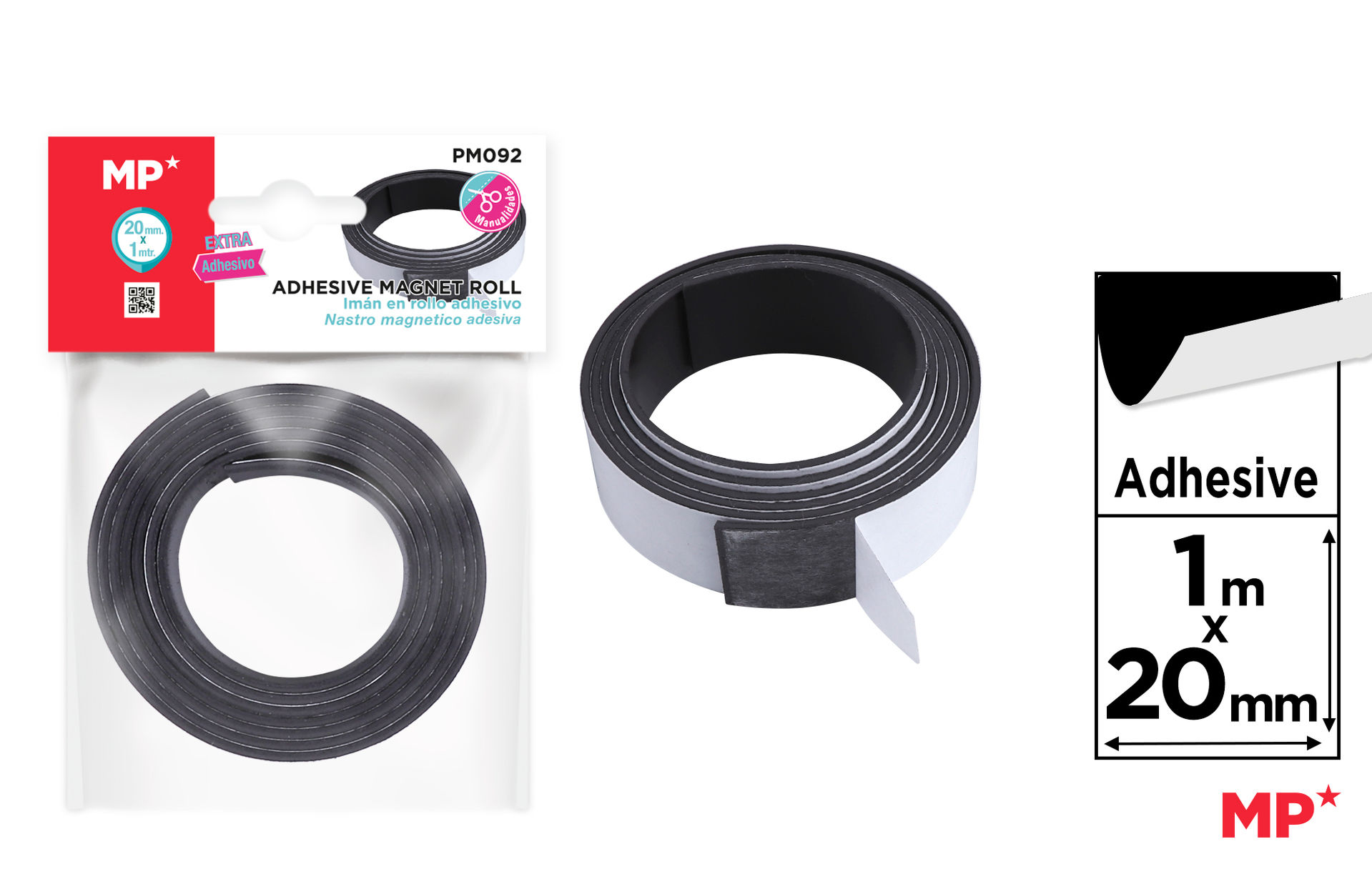 MP ROTOLO NASTRO ADESIVO MAGNETICO 100*2CM NEROMp