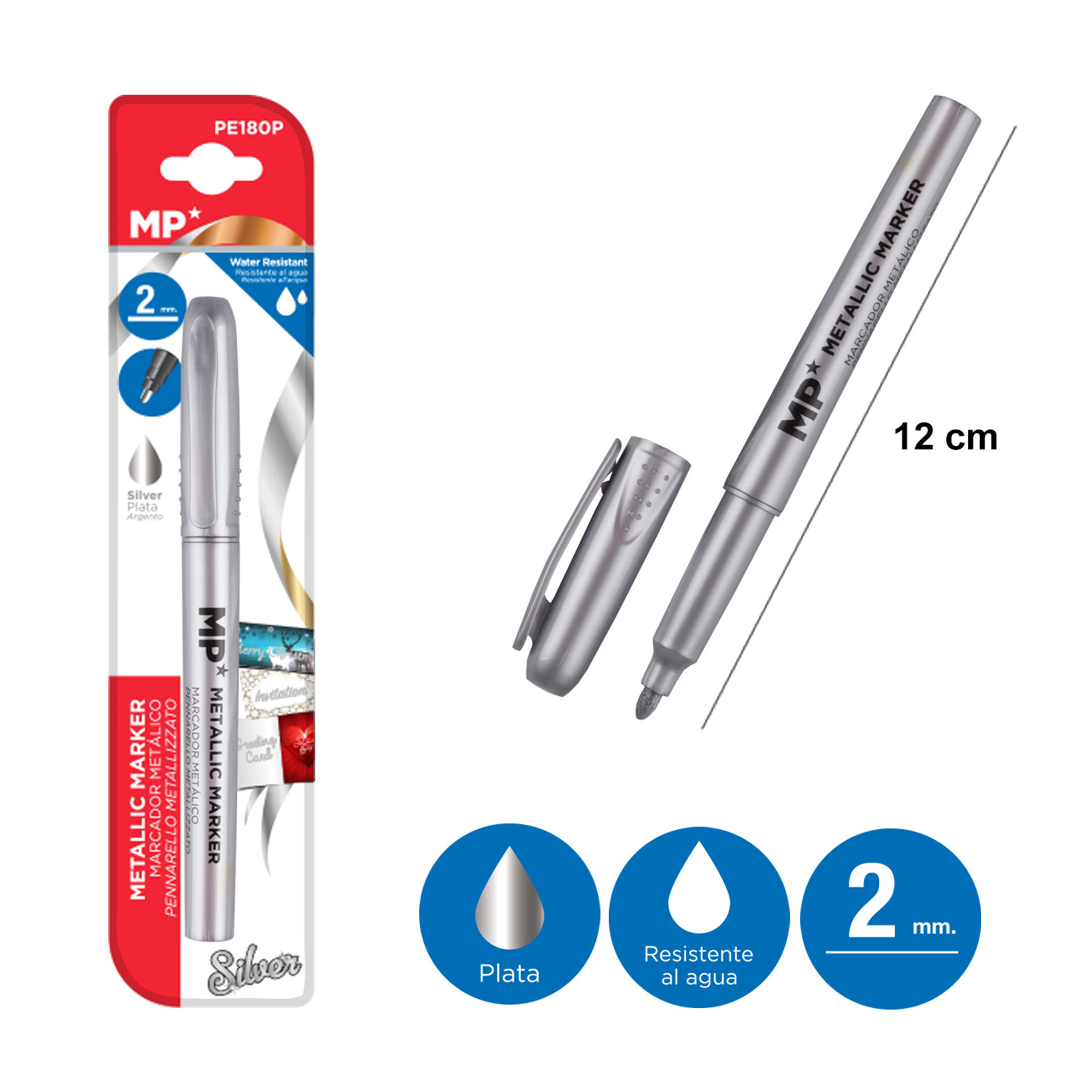MP PENNARELLO METAL PUNTA TONDA 2.0MM ARGENTOMp