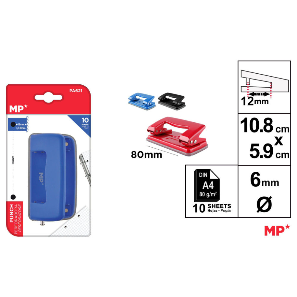 PERFORATORE A 2 FORI IN METALLO COLORATAMp