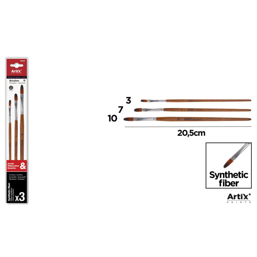 ARTIX PENNELLI PROF LINGUA GATTO 3PZ LEGNO NATArtix