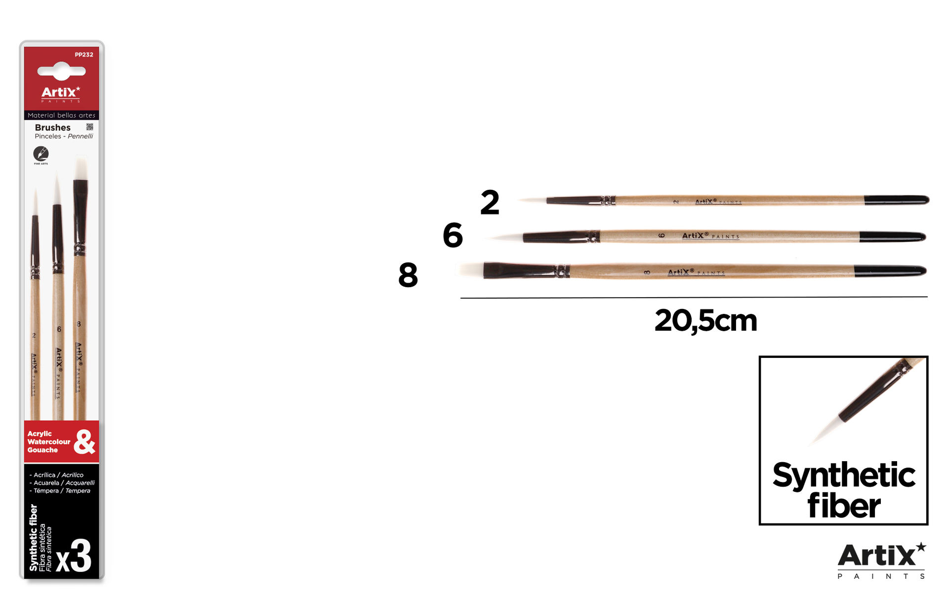 ARTIX SET PENNELLI PROF PIATTI/TONDI 3PZArtix