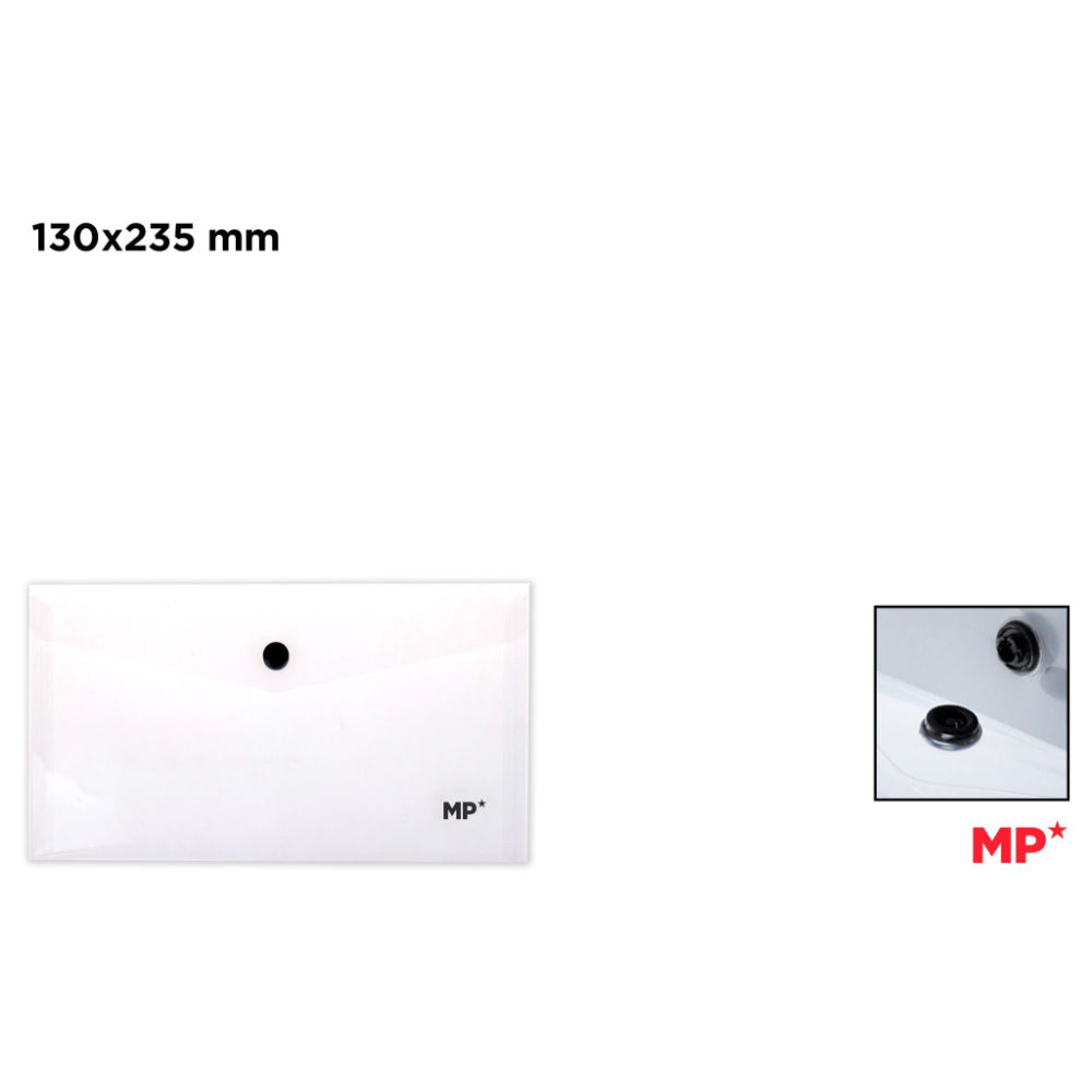 MP BUSTA TRASPARENTE CHIUSURA BOTTONE 23.5X13CM NEMp