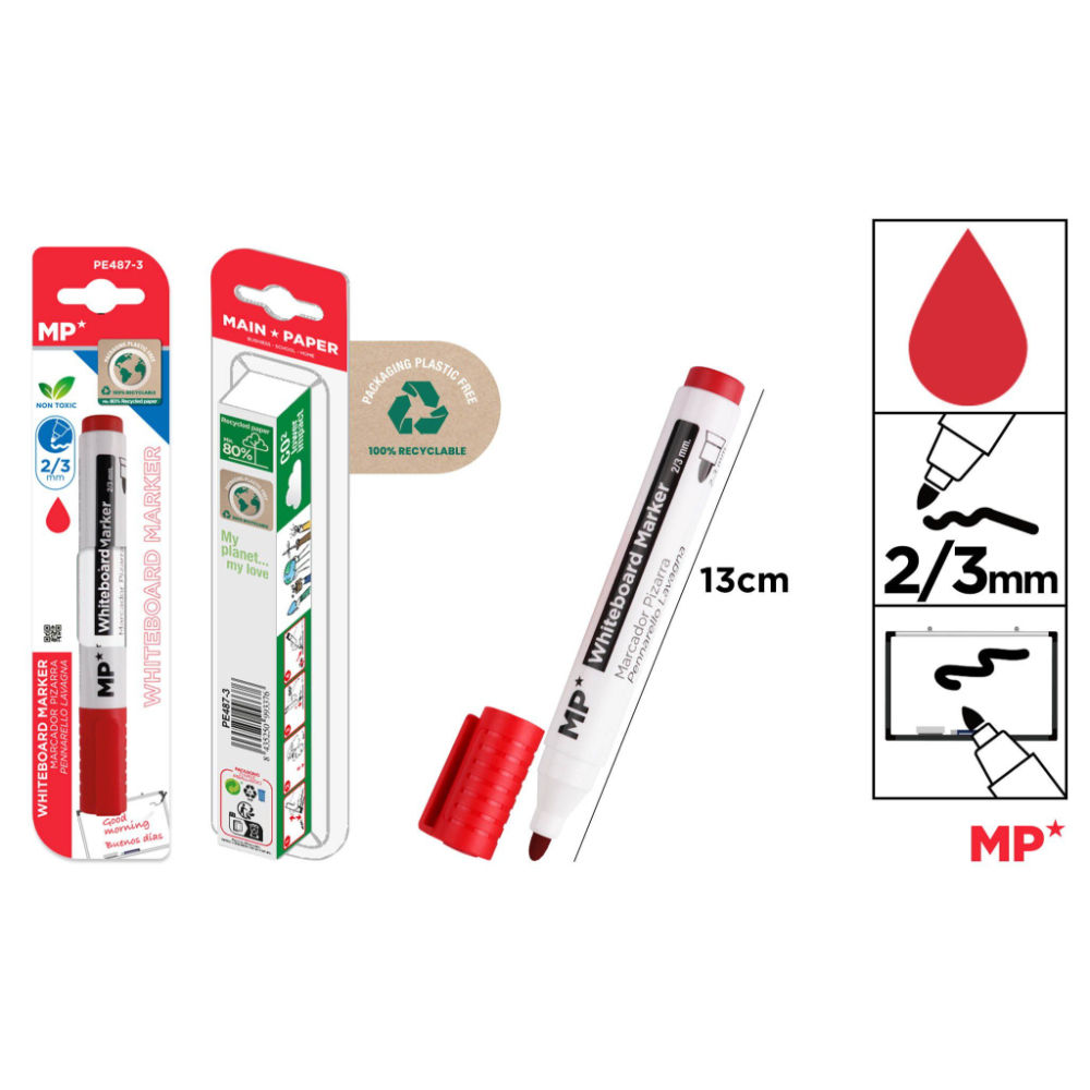 MP PENNARELLO LAVAGNA PUNTA TONDA 2/3MM ROSSOMp