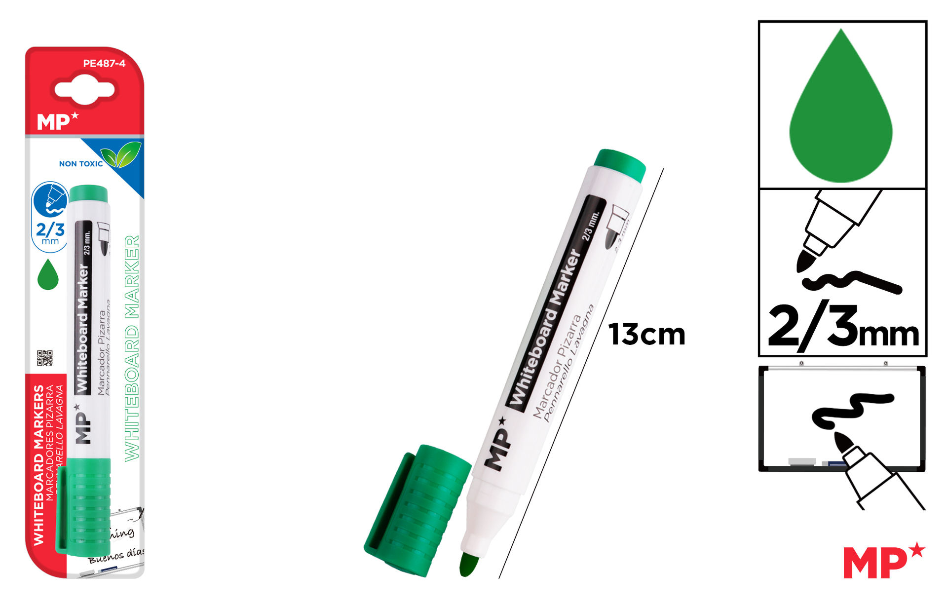 MP PENNARELLO LAVAGNA PUNTA TONDA 2/3MM VERDEMp